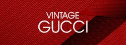 Red background with text Vintage Gucci.