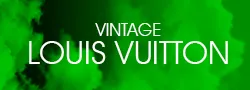 Green background with text Vintage Louis Vuitton.