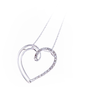 White gold open heart necklace.