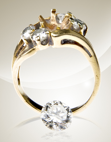 Yellow gold diamond engagement ring.