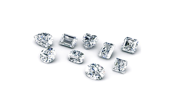 Loose cut diamonds in all the various cuts.