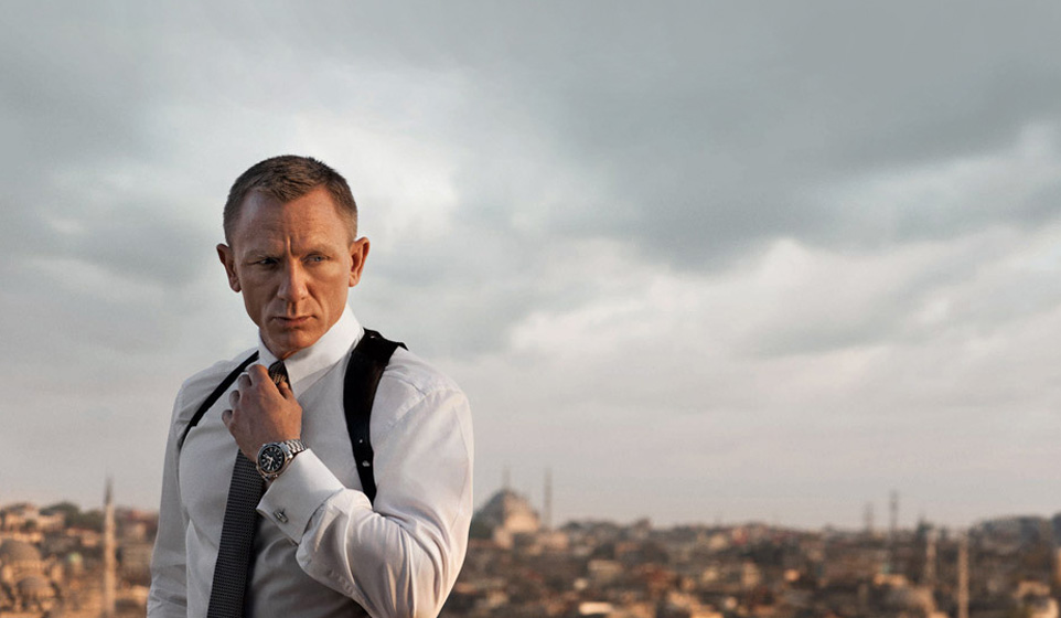 James Bond wearing an Omega watch.