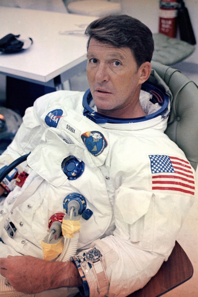 Astronaut getting ready to go into space with an Omega Speedmaster.