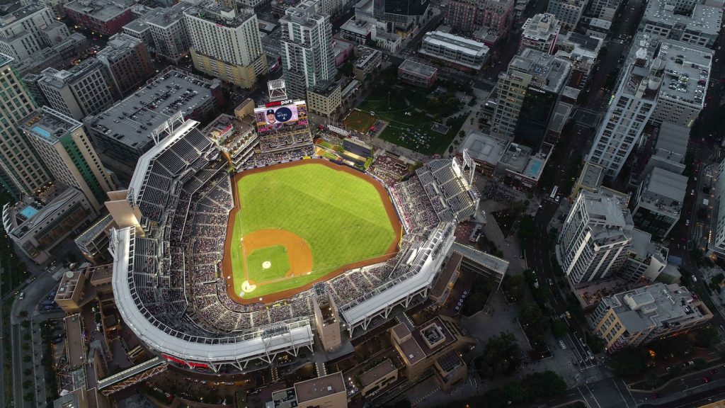 overhead shot of Petco Park San Diego