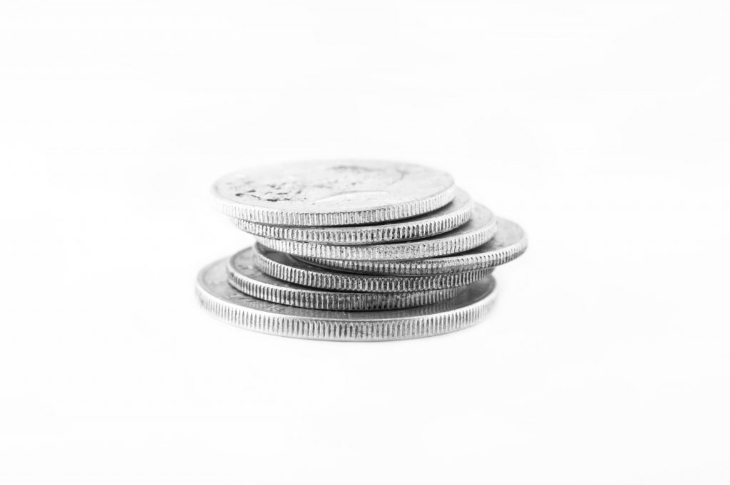 Stack of silver coins.