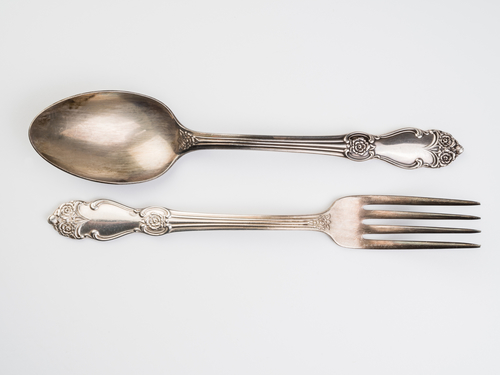 Sterling silver fork and spoon.