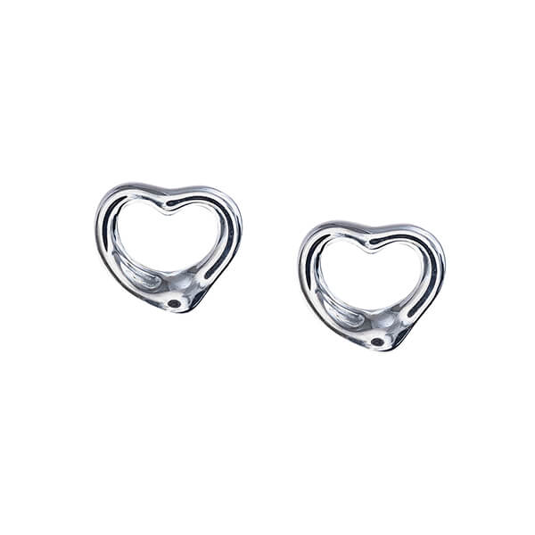 Vintage sterling silver Tiffany & Co. open heart stud earrings.