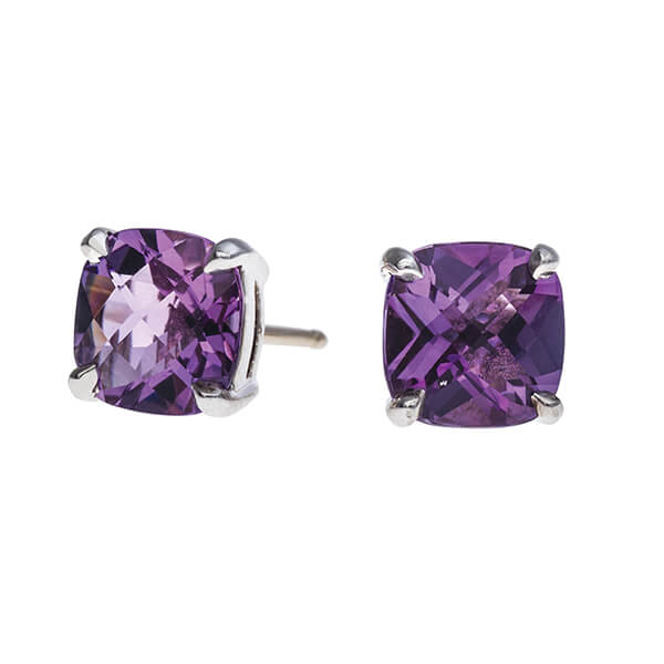 White gold amethyst stud earrings.