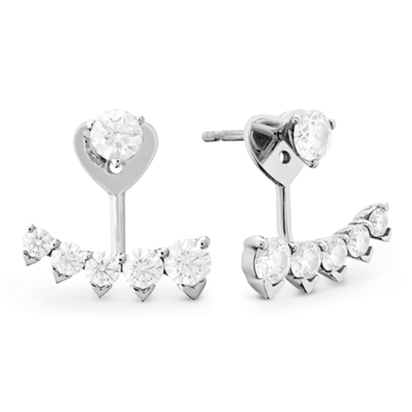 White gold diamond studs with diamond earring jackets.