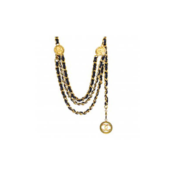 Vintage yellow gold Chanel layered bead necklace.