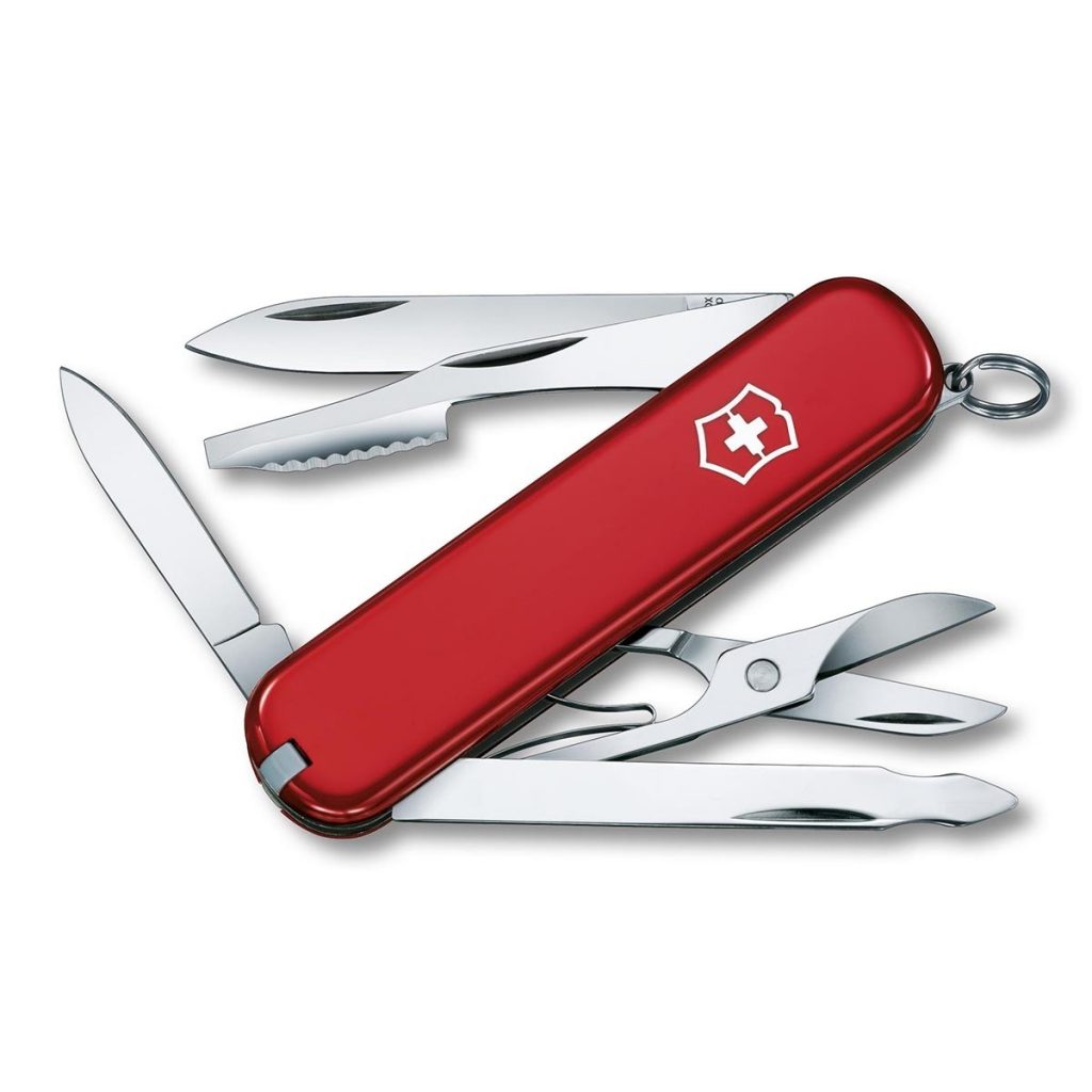 New Victorinox Swiss Army ten-function pocket knife in red.