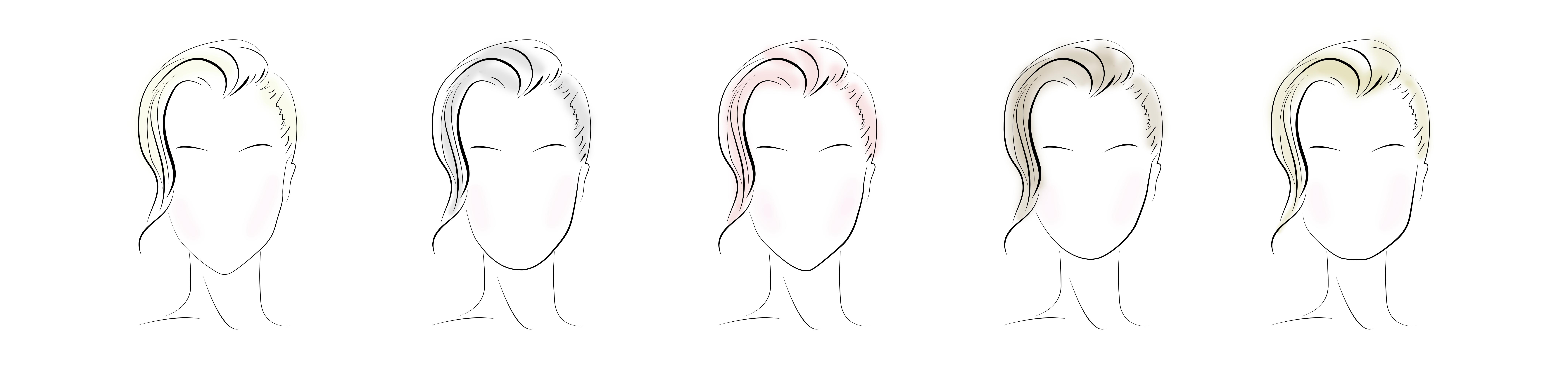 Five different woman’s face shape silhouettes.