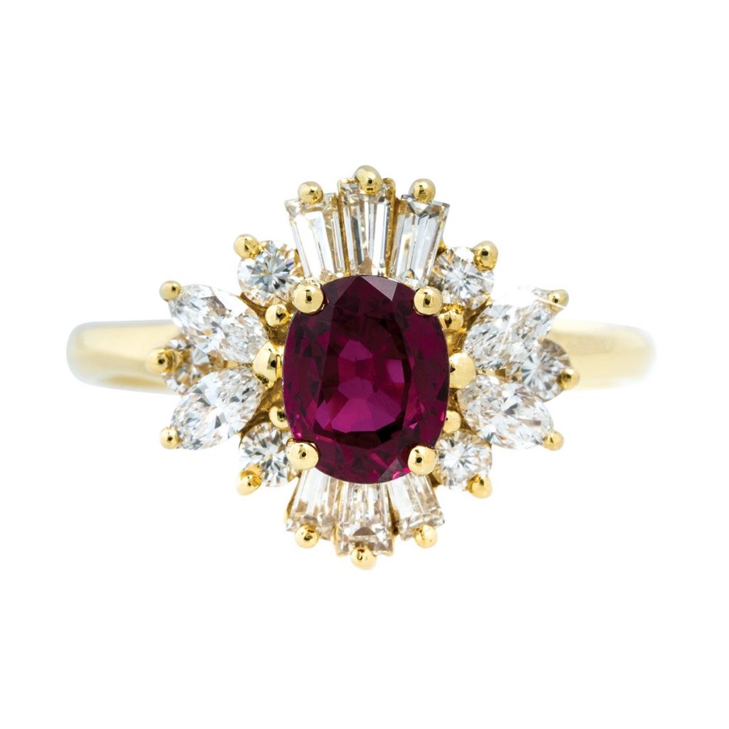 image of ruby non-diamond engagement rings