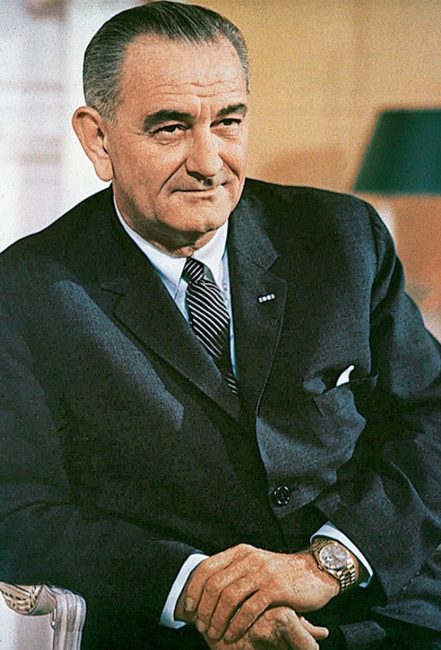 Lyndon B. Johnson wearing a luxury watch.