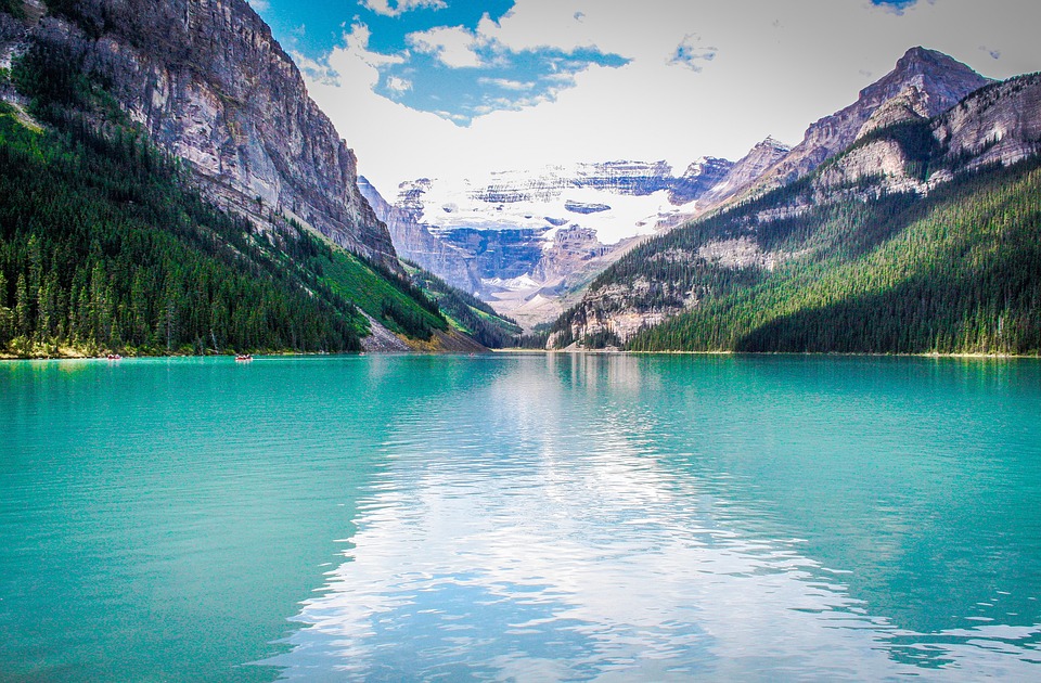 Lake Louise on a sunny day in Canada.