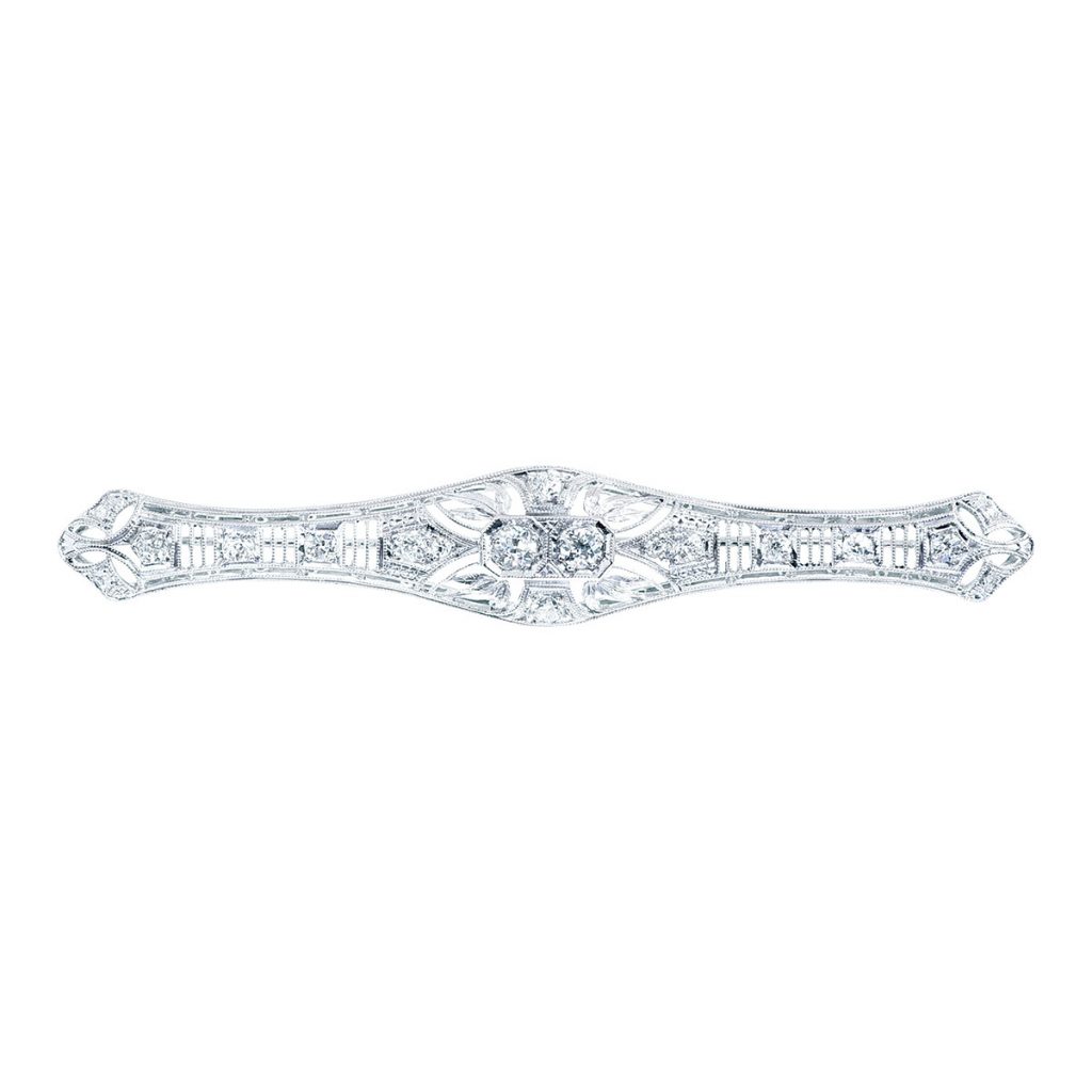 Antique platinum filigree diamond bangle.