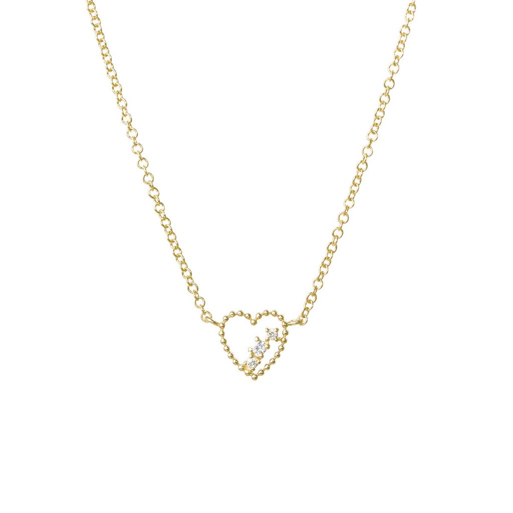 V shaped necklace with a heart shape