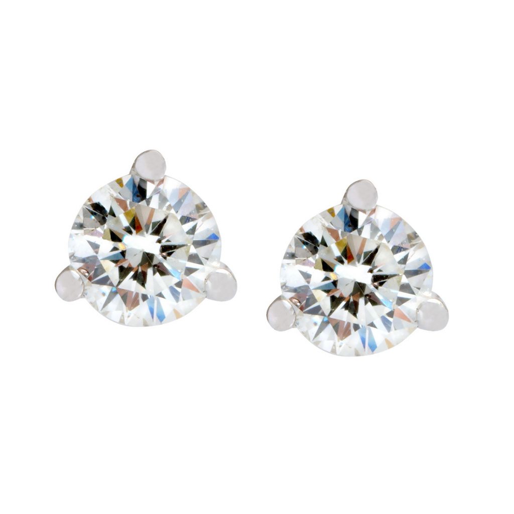 Diamond stud earring with friction backs