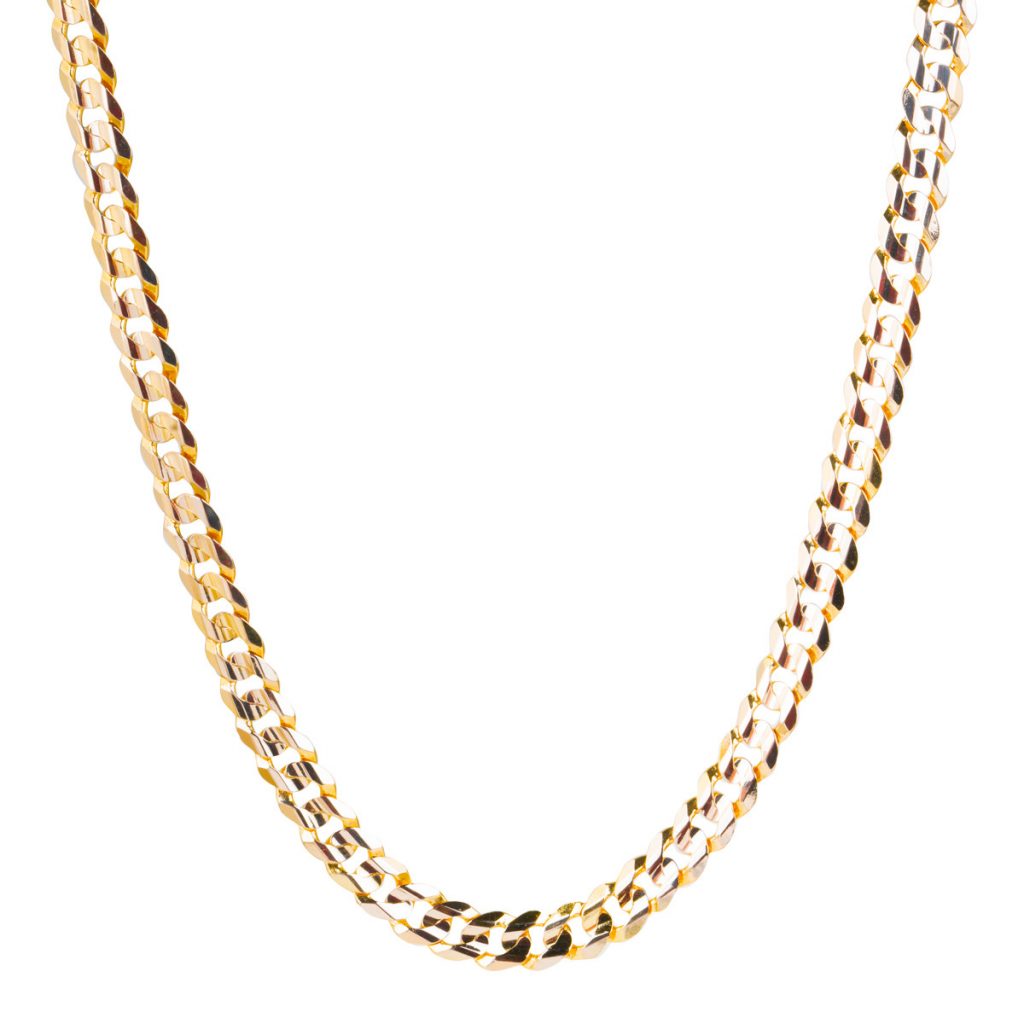 Yellow gold 24” curb link chain.