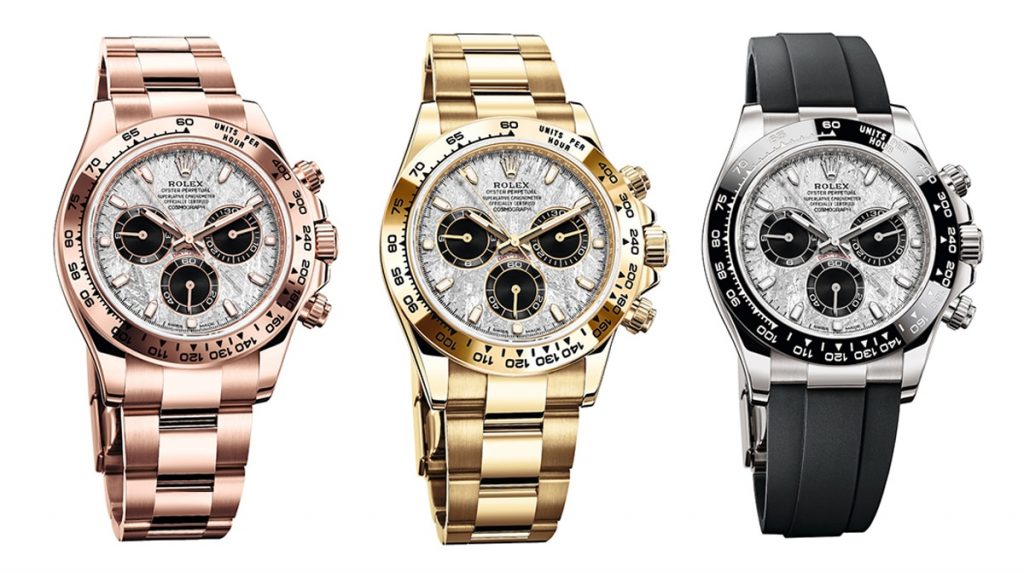 Three pre-owned men’s Rolex Cosmograph Daytona’s.