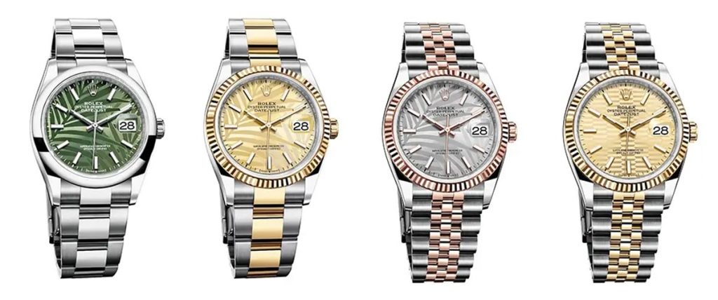 Four pre-owned men’s and women’s Rolex Datejust’s.