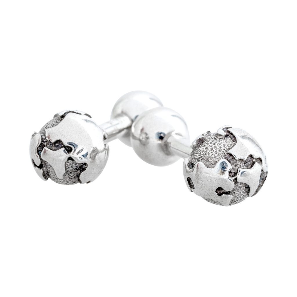 Vintage sterling silver Tiffany & Co. globe cufflinks.