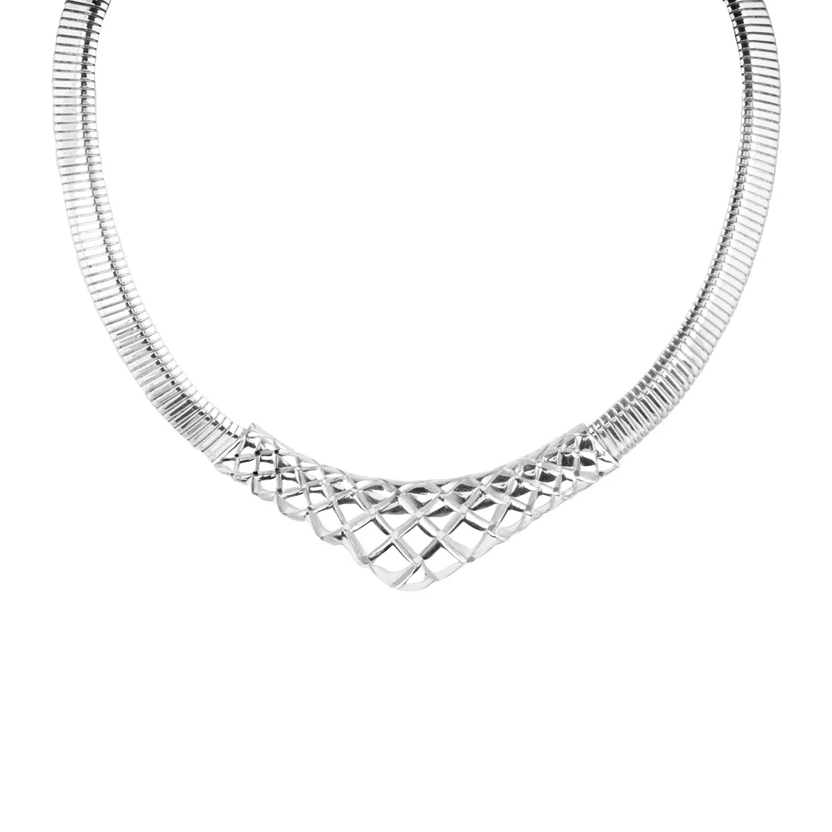 White gold filigree detail choker.