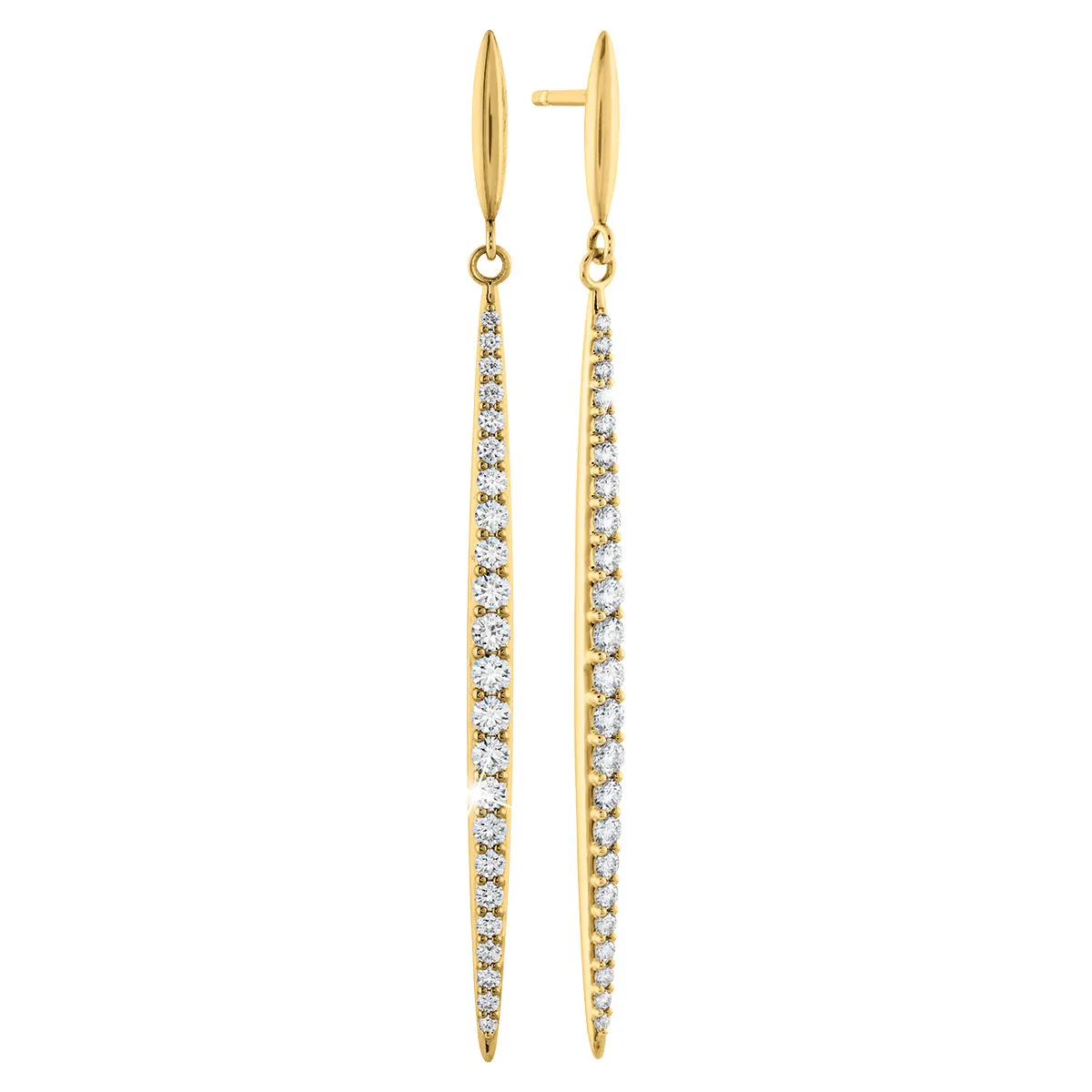 Yellow gold diamond drop earrings.