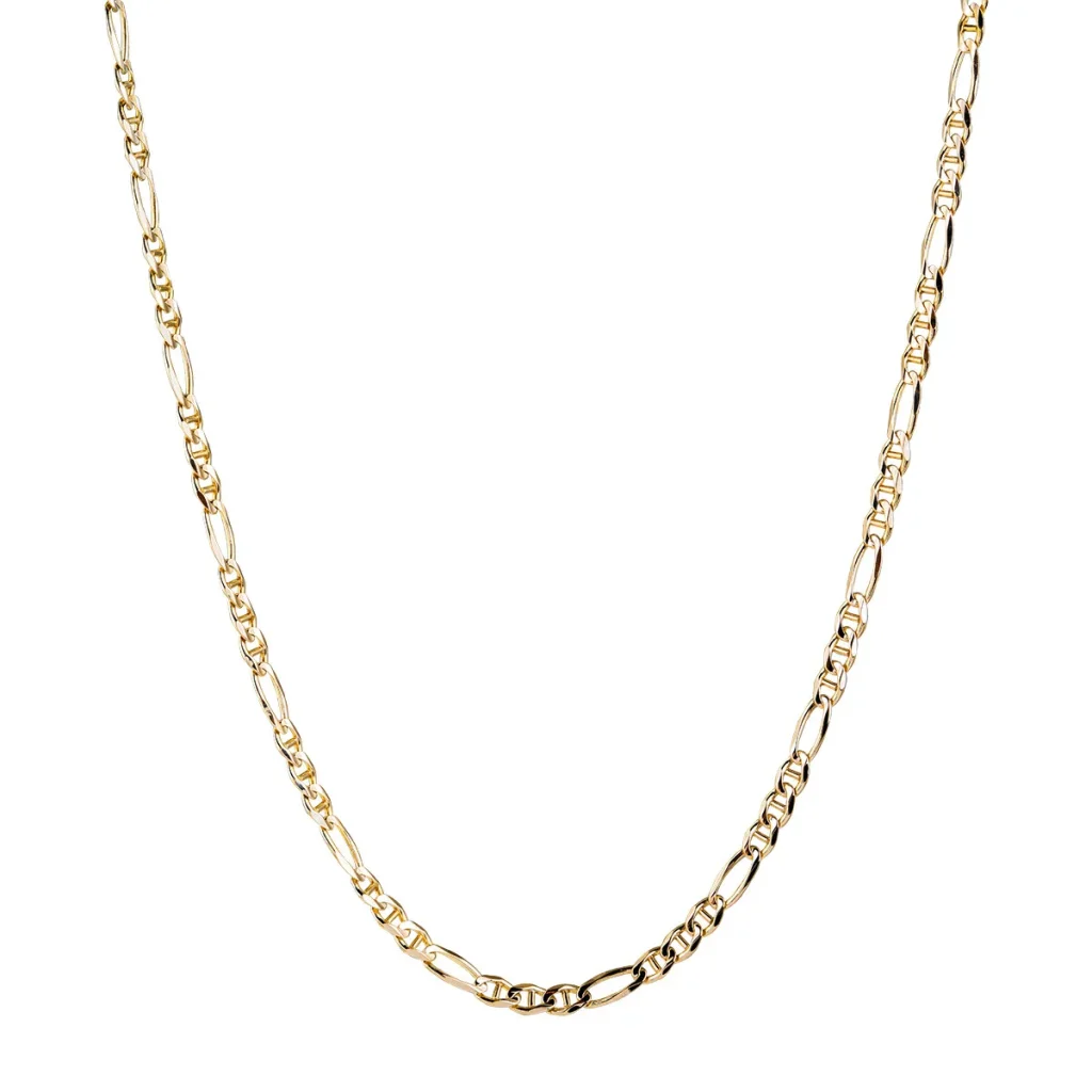 Yellow gold Figaro necklace.