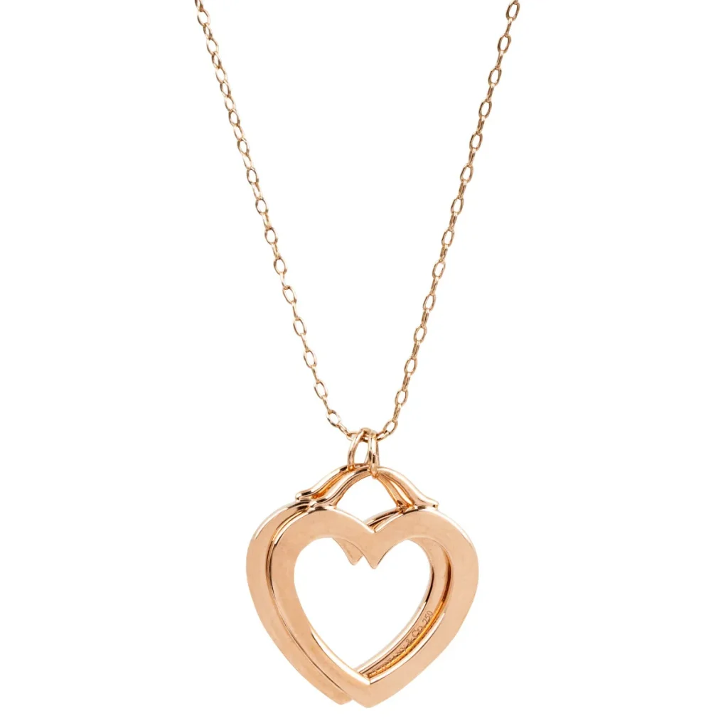 Vintage rose gold Tiffany & Co. double heart pendant.