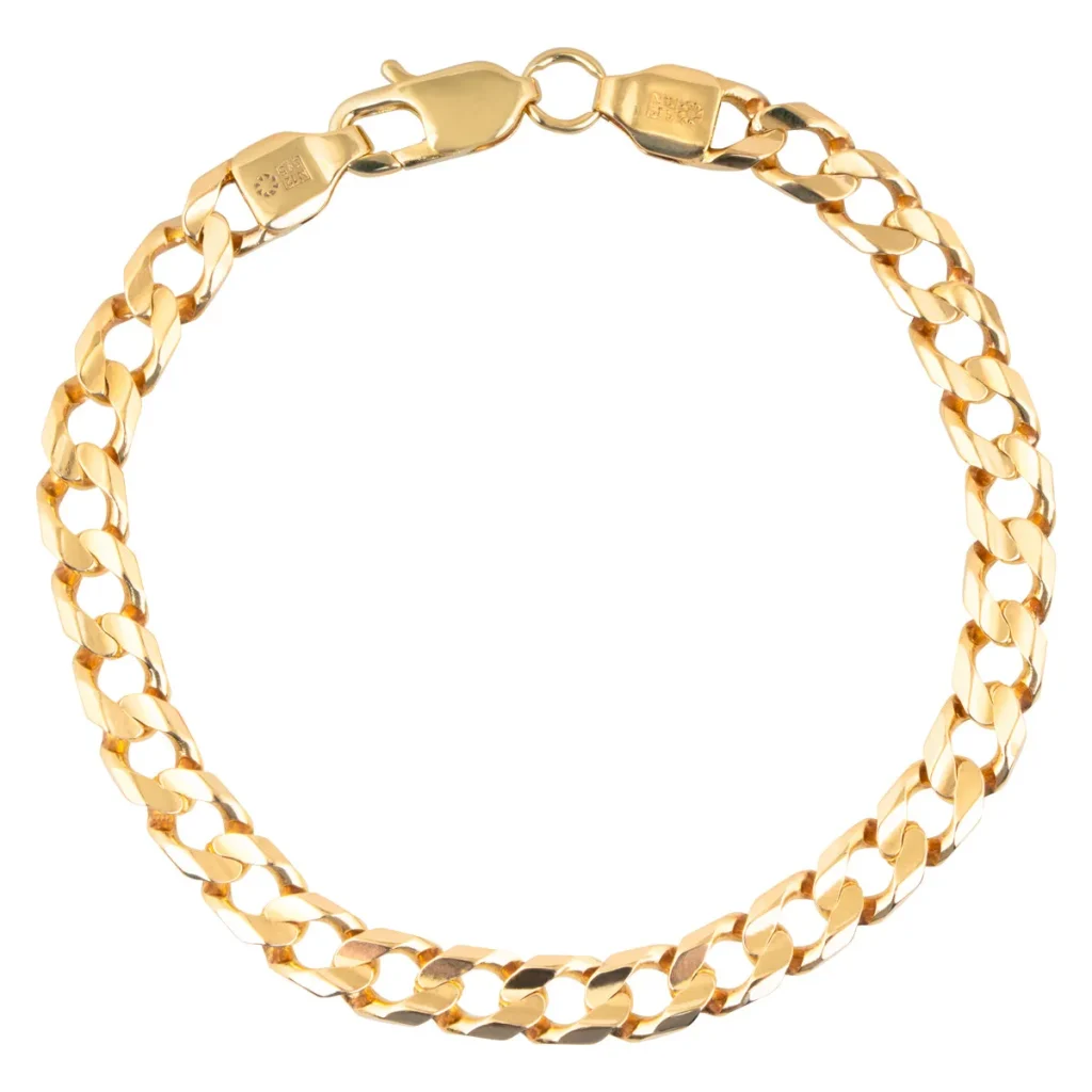 Yellow gold chain link bracelet.