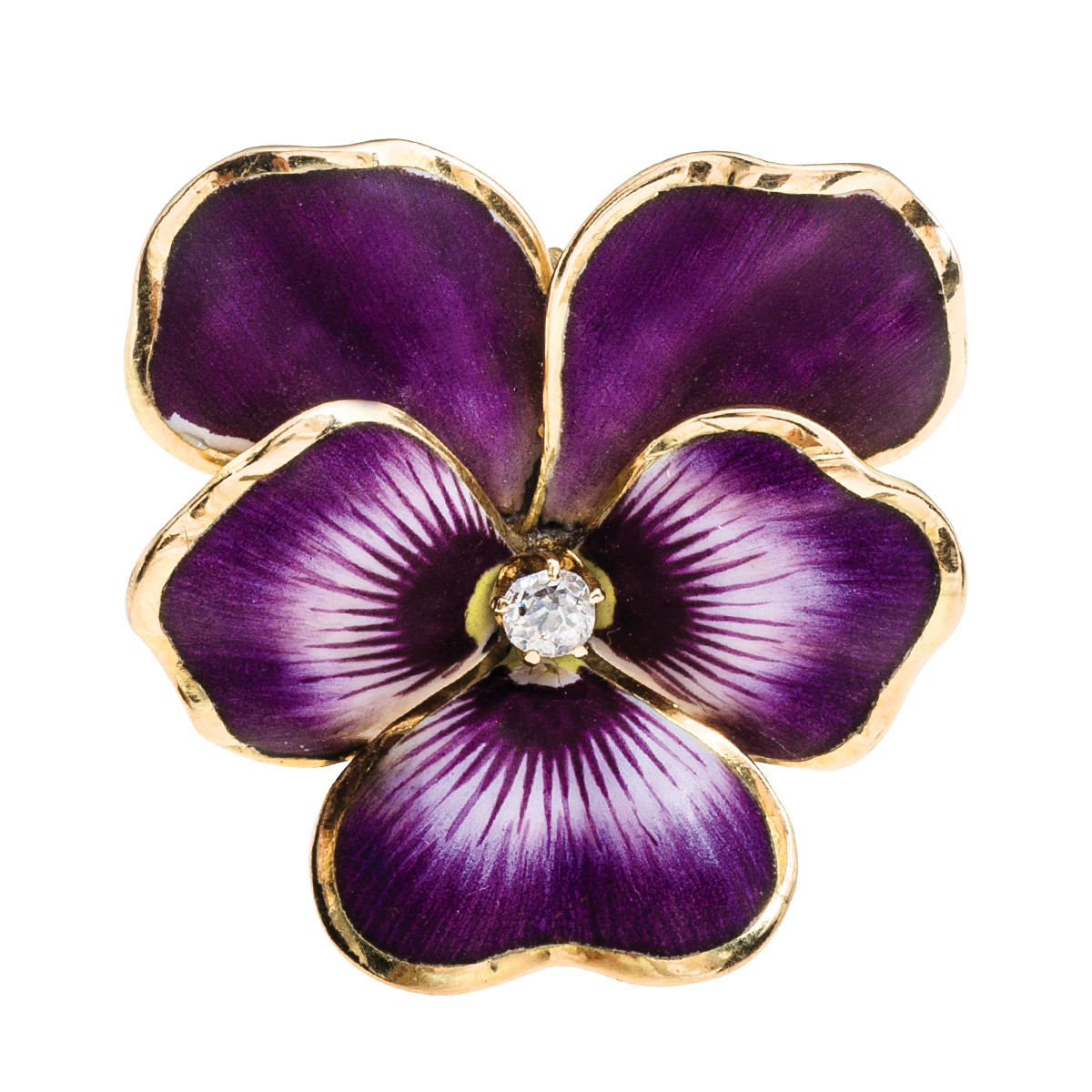 Vintage Diamond & Enamel Pansy Ring