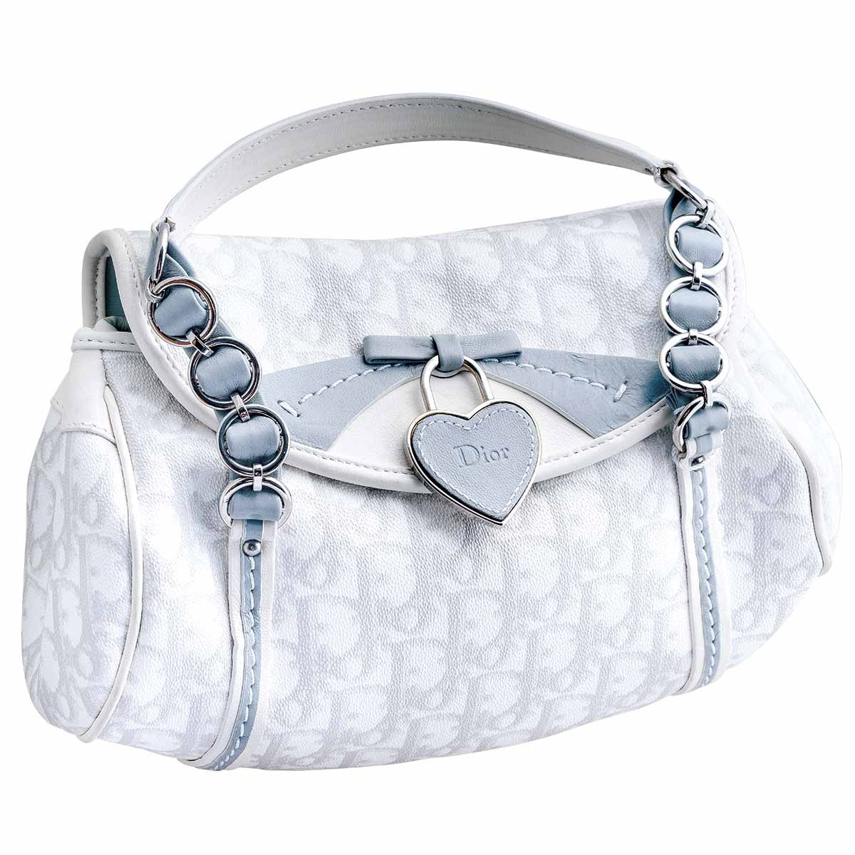 Christian Dior Trotter Romantic Chain Hand Bag White Auth am4812