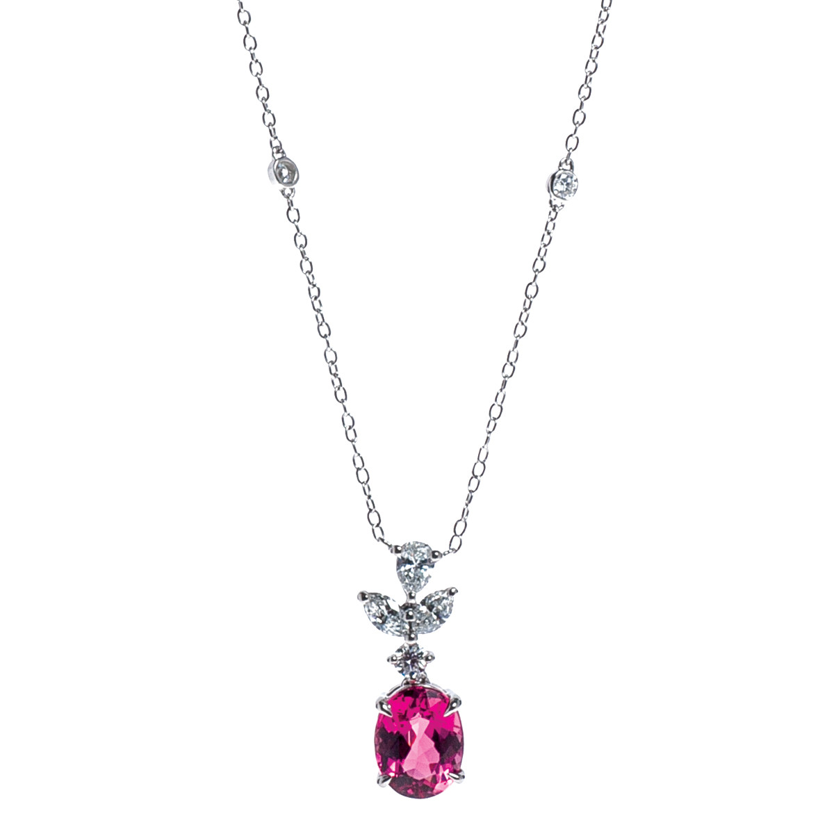 Vintage Tiffany & Co. 2.41 CTW Pink Tourmaline & Diamond Necklace