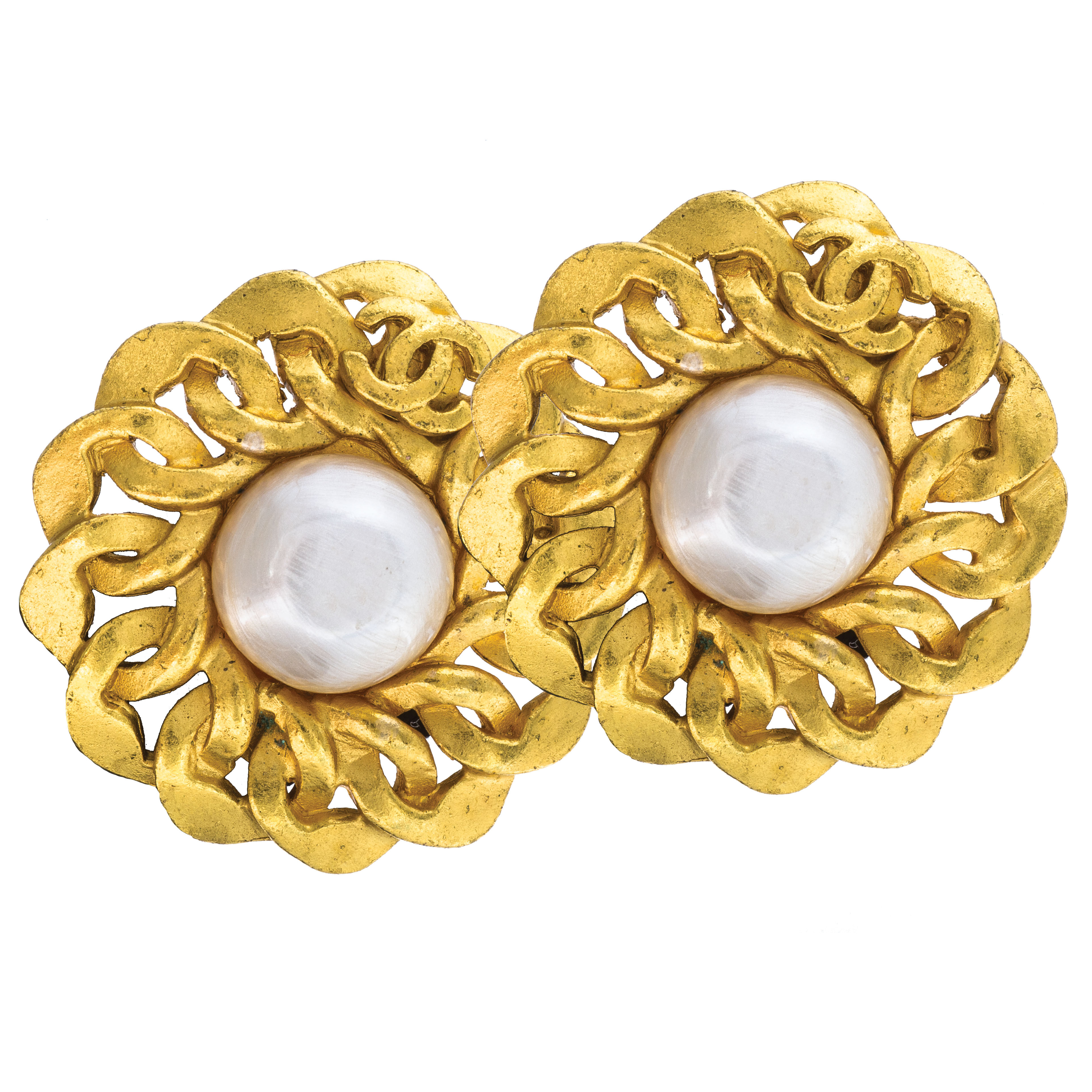 Vintage Chanel Gold Turnlock Earrings
