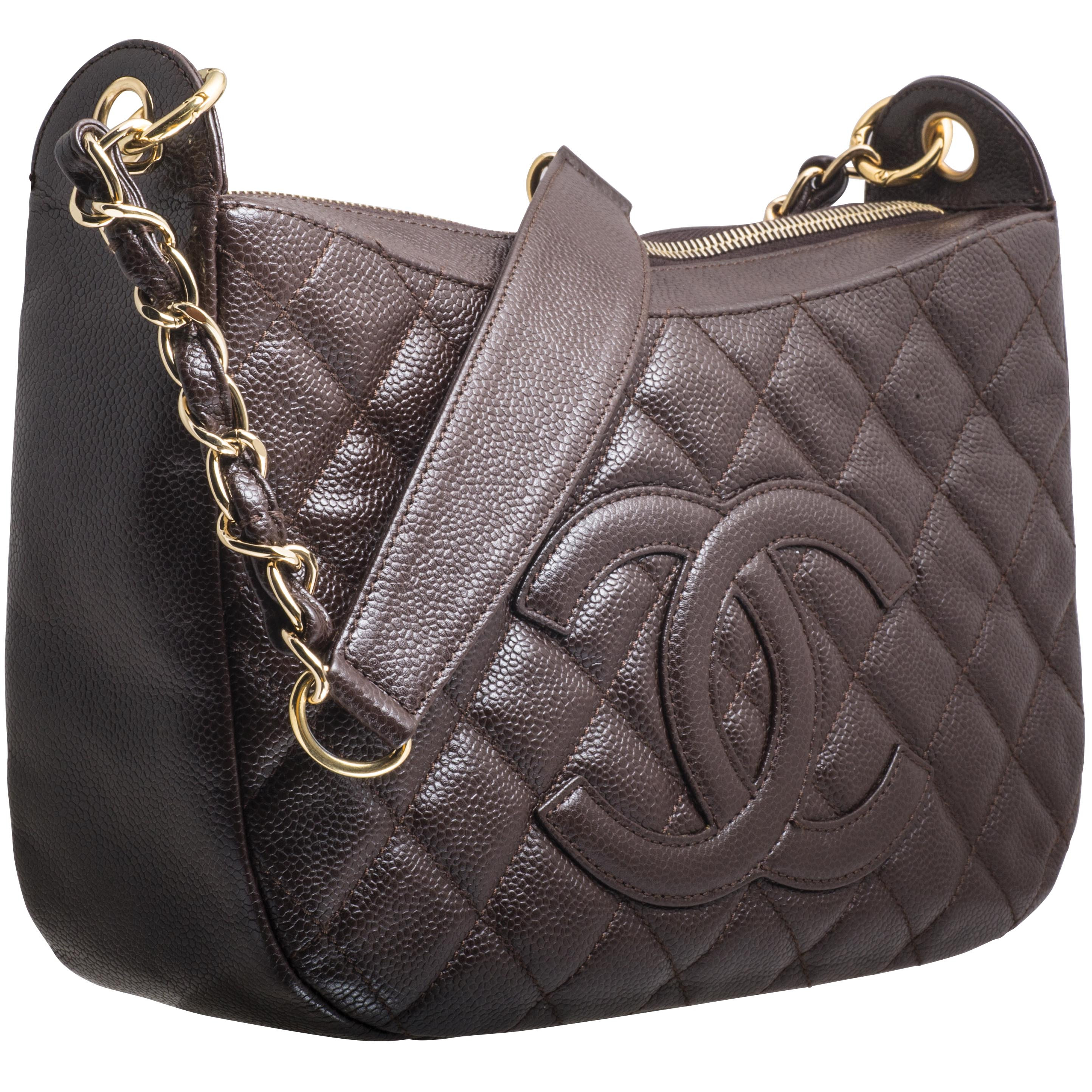 Chanel Dark Brown Quilted leather Vintage Shoulder Strap Chanel