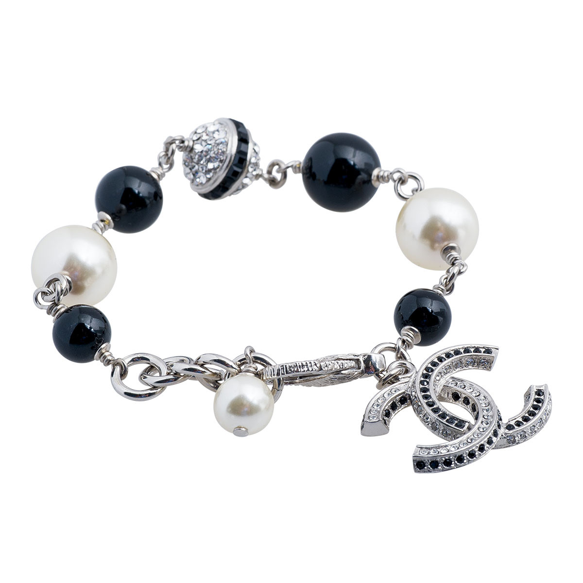 Chanel Faux Pearl and Goldtone CC Charm Bracelet - Yoogi's Closet