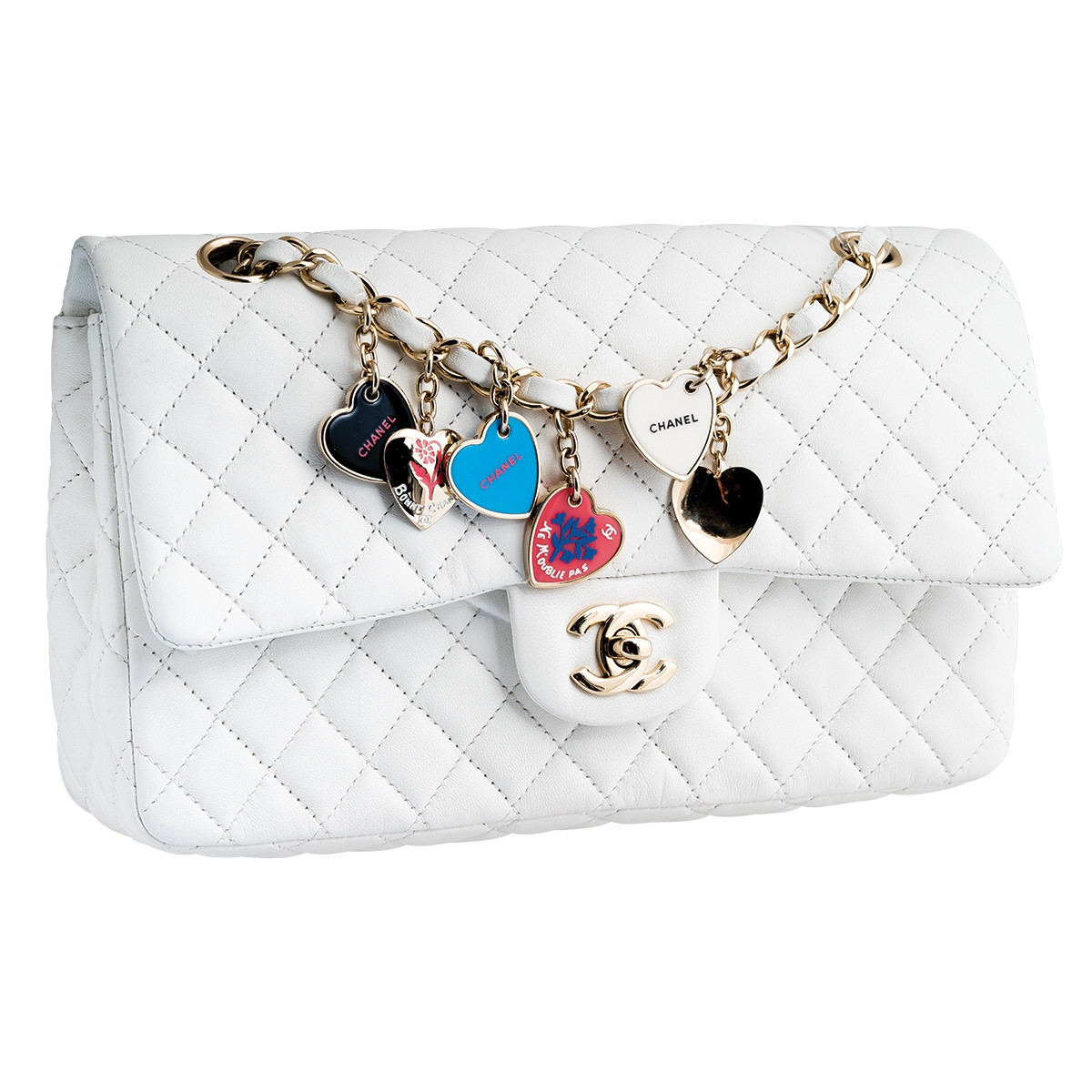 Chanel Valentine's Multi-Charm Rare SS Flap Bag · INTO