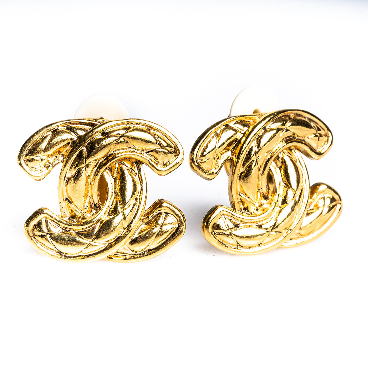 Vintage Chanel Quilted CC Earrings - Shop Jewelry - Shop Jewelry, Watches &  Accessories