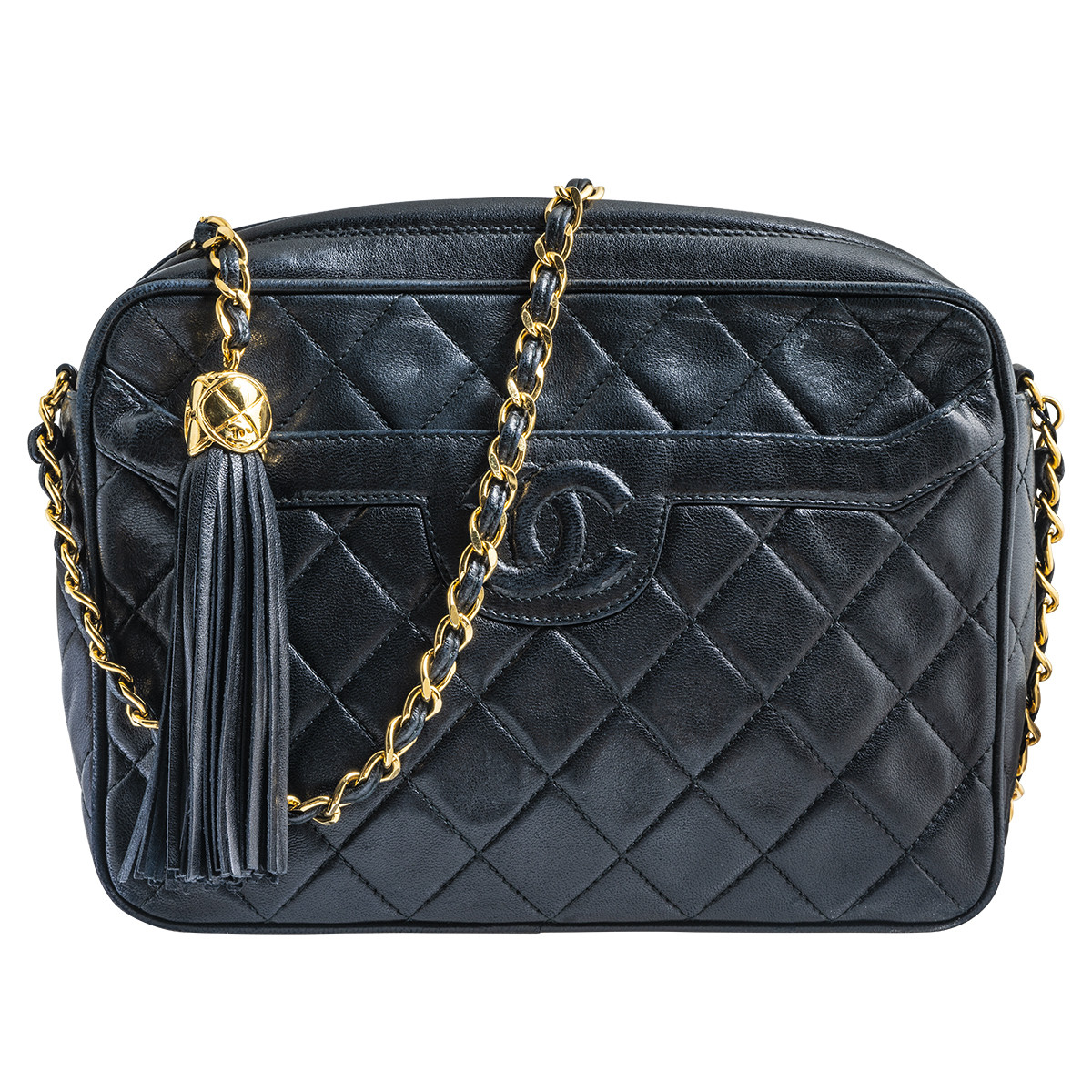 Sold at Auction: CHANEL Black Lambskin Scales Camera Bag, Box ITALY