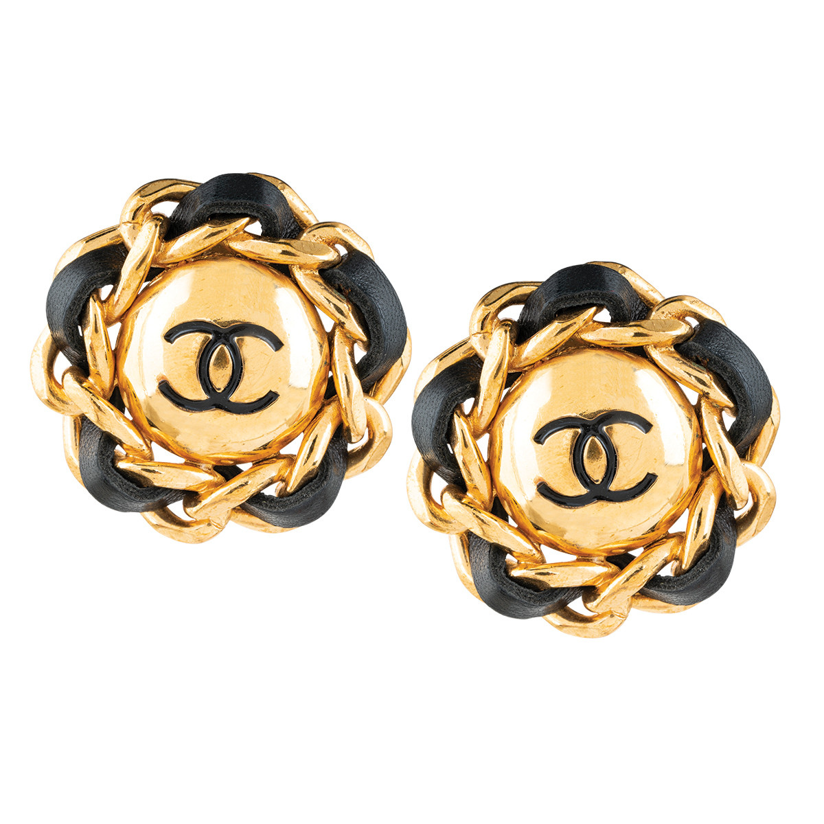 Vintage Chanel Earrings Coco Chanel CC Logo Rope Texture Round Clip On –  Timeless Vintage Company