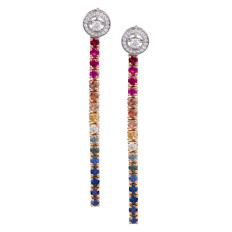 New Judy Mayfield 4.24 CTW Diamond & Rainbow Sapphire Earrings