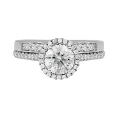 Vintage 1.94 CTW Diamond Halo Wedding Set 