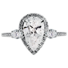 New 3.14 CTW Lab-Grown Pear Cut Diamond Halo Engagement Ring