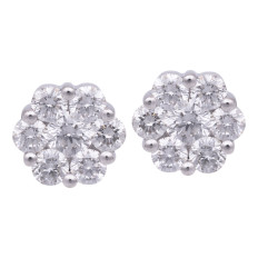 Vintage 0.59 CTW Diamond Cluster Earrings 