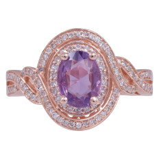 Vintage 1.46 CTW Diamond & Purple Sapphire Halo Ring