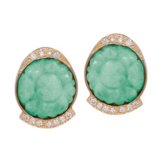 Vintage 0.44 CTW Diamond & Jade Earrings 