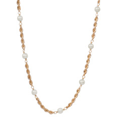 Vintage 14K Gold & Akoya Pearl Station Necklace