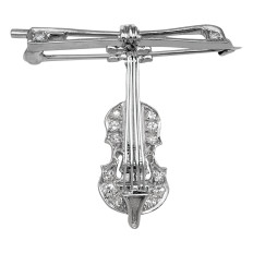 Vintage 0.28 CTW Diamond Violin Brooch