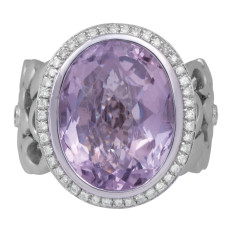 Vintage 12.72 CTW Diamond & Amethyst Floral Halo Ring